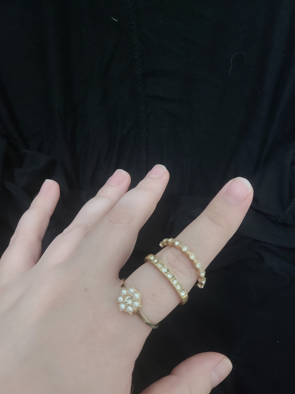 torrid Gold Tone Stackable Rings Set with Rhinestones - Picture 3 of 3